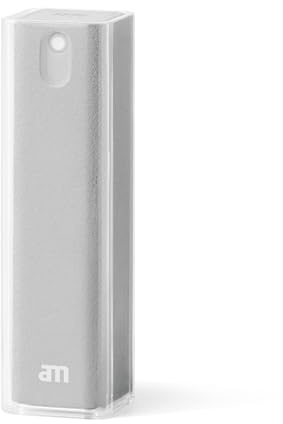 am Spray Limpiador de Pantallas con Microfibra Integrada – Limpiador Recargable para Móvil, Tablet, Portátil, Monitor, TV y Pantallas de Coche (Gris Claro, 1 Pack)