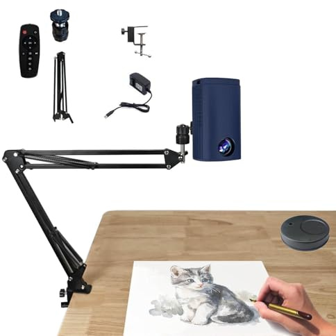 Proiettore da disegno portatile, proiettore artistico per tracciamento, proiettore da disegno Smart Sketcher, connessione wireless allo stesso schermo, con telecomando, per schizzi fai da te(Blue,0.6m
