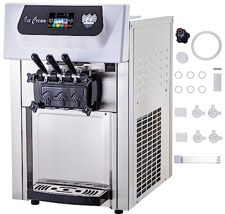Machine à crème glacée molle commerciale 3 saveurs avec pré-refroidissement, dessus de table 200w commercial avec panneau intelligent LCD