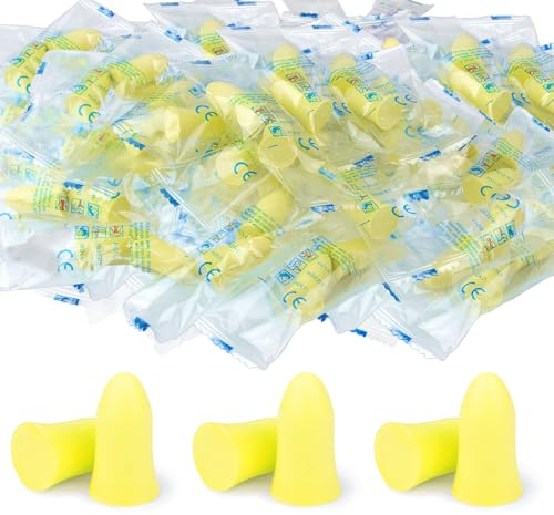 60 Pairs Ultra Soft Foam Ear Plugs, 36dB SNR Noise Reduction Earplugs for Sleeping Hearing Protection Travel Shooting Work Concentration Construction Site, Yellow