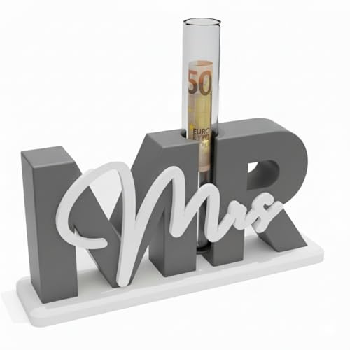 Mr & Mrs Deko Hochzeit - Edles Geldgeschenk zur Hochzeit mit Reagenzglas I Stilvolle Tischdeko Hochzeit - bleibendes Erinnerungsstück - Kreative Geldgeschenke zur Hochzeit - ScheinBox
