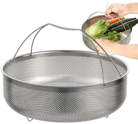 JIEBWCHA Cesta De Vapor Para Verduras - Herramienta De Cocina De Malla Con Mango,Insert De Acero Inoxidable Para Olla Vaporera | para Uso en Cocina, Residencia Universitaria, Apartamento y Preparación
