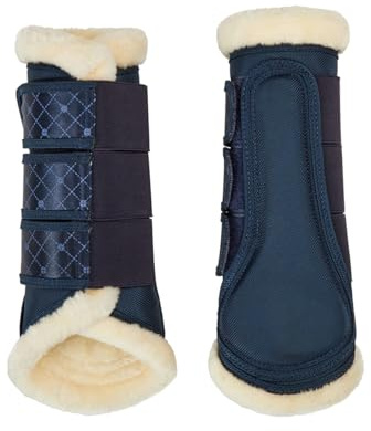 4Horses Gamaschen Soft Protect, gepolsterte Pferdegamaschen mit Teddyfell-Fütterung, Klettverschluss und Satin-Optik