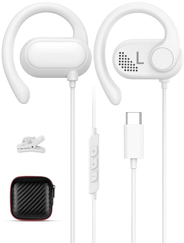 USB C Kopfhörer für iPhone 17 Pro Max 16e Pixel 9a 10,Typ C Kopfhörer Open Ear Ohrhörer und Mikrofon mit Over Ear Haken Headset mit Kabel USB C Anschluss für Samsung S26 Ultra A17 A16 A56 A36 S25 A55