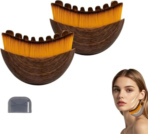 Alpenfaser Gesichtsbürste, Alpenfaser Lymphdrainage Bürste,Aluvea Face Brush, Alpenfaser Lymphbürsten Gesicht, Massagegerät & Natürliches Lifting, Sanfte Konturierung & Durchblutungförderung (2 Stück)