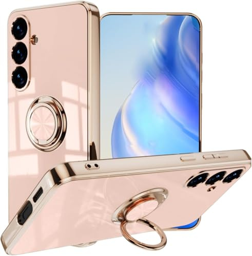 Knoowcase for Samsung Galaxy A37 5G Case 360°Rotatable Stand Ring Shockproof TPU Cover Protective Slim Phone Cover for Samsung A37 5G Phone Case, Pink