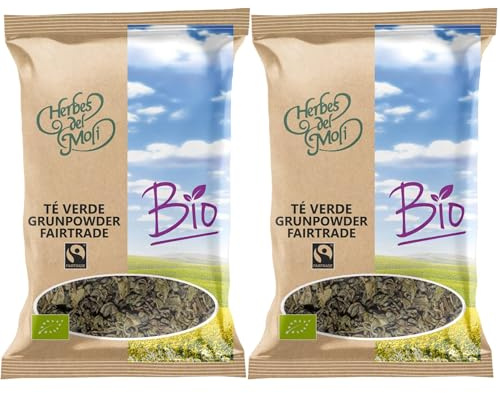 Pack 2 x Té Verde Gunpowder Herbes del Molí Bio 70 g (140 g total) – Té verde ecológico en hoja enrollada, sabor intenso y vegetal, ideal para infusión diaria, a granel