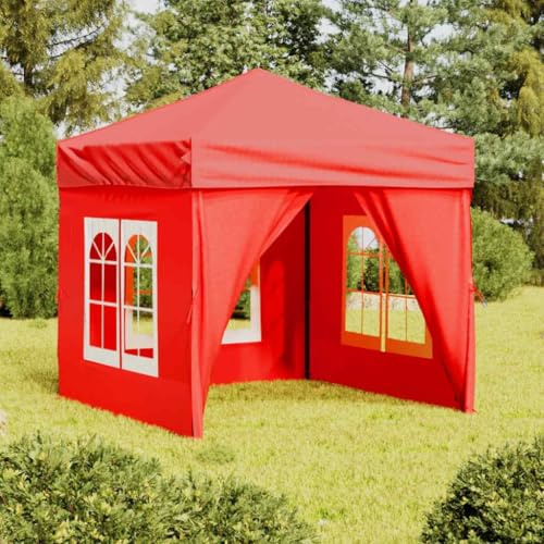 Mokuyary Tente de réception Pliable avec parois Rouge 2x2 m Tente de réception, Tonnelle de Jardin Gazebo Pavillon pour Camping, Événements, Terrasses, Festivals -A