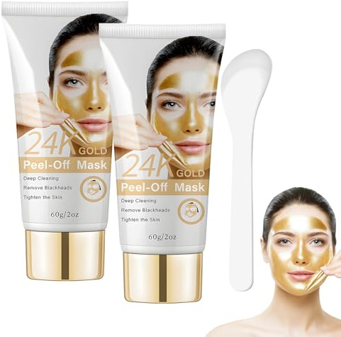 2 Stück 60g Gold Peel off Maske Tiefenfeuchtigkeit,Befeuchten & öl Kontrolle Mitesserentferner Maske, Mitesser Maske Zur Blackhead Cleansing Für Strahlende Haut Mit Gesichtsmaskenstift