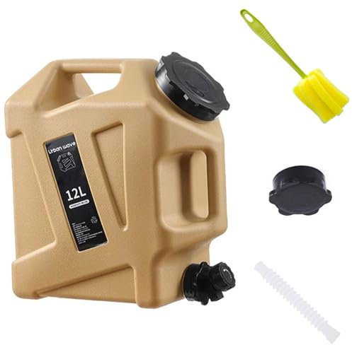 Orrdiffi Bidón de Agua 12 L con Grifo HDPE para Camping Caqui