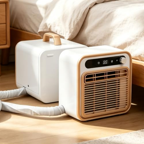 Gavscient Climatiseur Portable à Double Tuyau, Unité Split 5000 BTU pour Bureau et Tente, Refroidisseur Silencieux sans Installation, Climatisation de Caravane 15kg 2m-RemoteControl