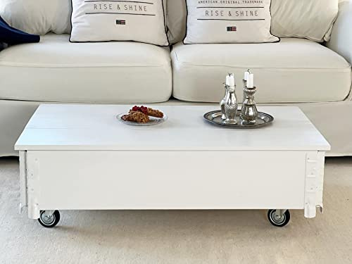 Mesa de centro baúl madera mesa auxiliar vintage estilo Shabby Chic madera maciza blanca