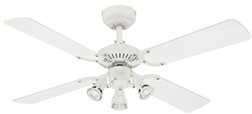 Westinghouse Lighting 72113 Princess Euro 105 cm White Indoor Ceiling Fan, Light Kit with Three Spotlights