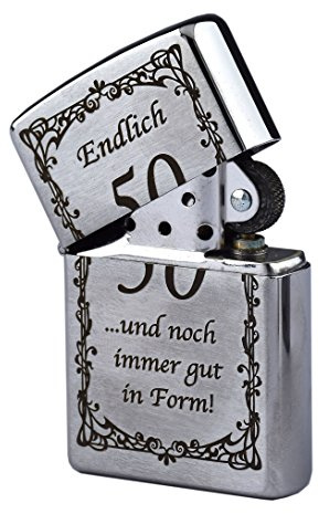 Zippo Endlich 50 und noch Immer gut in Form, mit Gravur | Benzinfeuerzeug, Geschenk zum 50. Geburtstag