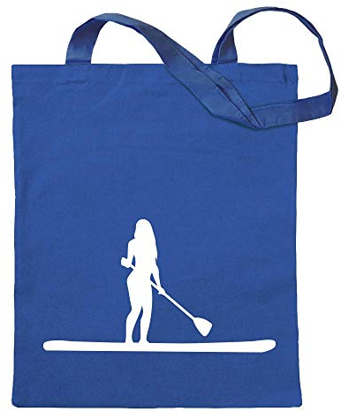Kiwistar - Baumwolltasche - Royalblau - Stand Up Paddling Figur - Tragetasche Stoffbeutel Umhängetasche Langer Henkel