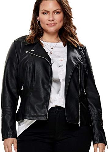 ONLY Carmakoma Damen Caremmy Faux Leather Biker Noos Lederimitatjacke