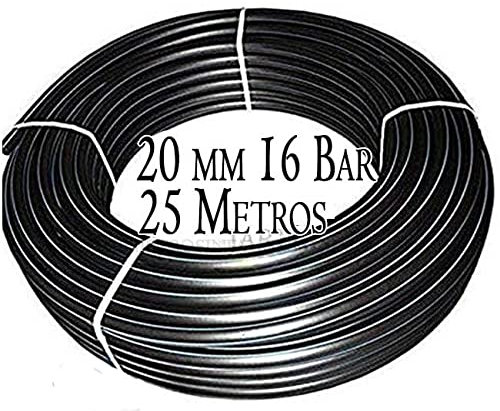 Suinga Tubo irrigazione 20mm PN 16 in polietile ad alta desità PE100, rotolo da 25 metri, adatta all'uso acqua potabile, nero