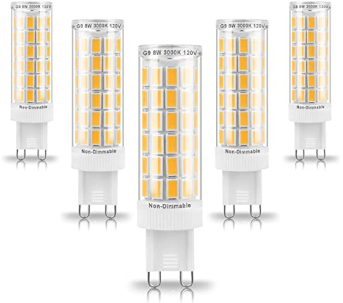 Ziomitus G9 Led Bulbs 75W 80W 100W T4 Clear Halogen Equivalent,1000 lm,3000K Soft Warm White,AC120V G9 8W Bi-pin LED Corn Light Bulb for Chandelier Pendant Wall Ceiling Floor Ligting,Non-flicker,5Pack