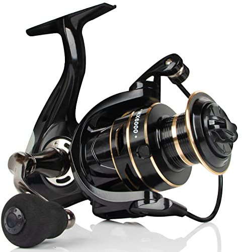 HPLIFE Angelrolle, 14BB Spinnrolle, ultra glatt leistungsstark, 5,5:1 High Speed, 15,9 kg Max Drag Heavy Duty Big Game Fishing Surf Casting