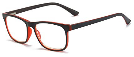 KoKoBin Mode Blaulichtfilter Lesebrille Federscharnier Computerbrille Quadratische HD Anti Blaulicht Brille Herren und Damen (Rot, 2.00, Dioptrien)