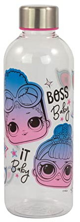 p:os L.O.L. Surprise 31944 - Borraccia per bambine, in plastica trasparente, 850 ml, con tappo a vite in acciaio inox, senza BPA e ftalati