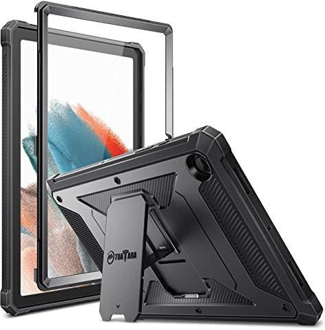 Fintie Hülle für Samsung Galaxy Tab A8 10,5 2022/2021 SM-X200/X205/X207 | Ganzkörper-Rugged Hybrid Stand Schutzhülle mit eingebauter Schutzfolie, Schwarz