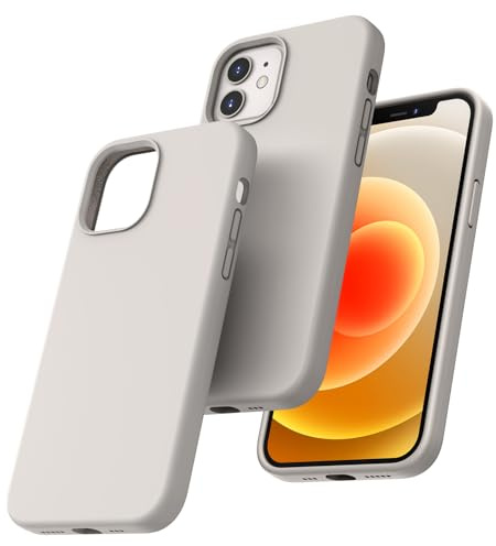 TOCOL für iPhone 12 Hülle Silikon, Stoßfest Anti-Rutsch Anti-Fingerabdruck Kratzfest Handyhülle für iPhone 12 Case, Steingrau