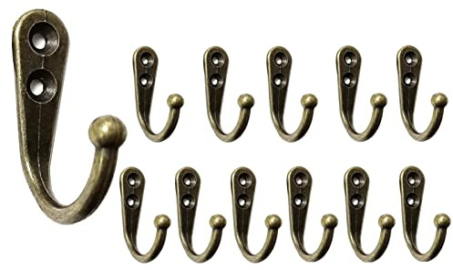 Mokife 12 Stück Klein Kleiderhaken Vintage, Metall Schlüsselhaken Huthaken Wand Tür Haken zum schrauben für Mantel, Kleidung, Handtuch, Tasse (Bronze)
