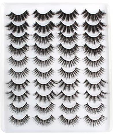 Oreola Faux Cils Wispy Réutilisable 3D Lashes 20 Paires Faux Cils Ensemble Mixte 5 Styles Faux Mink Lashes Aspect Naturel Cils Artificiels Longs