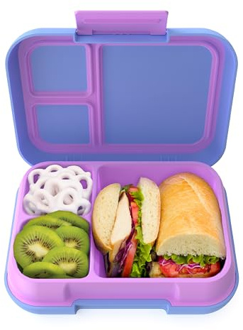 Bentgo Pop - Leak-Proof Lunch Box & Removable Divider for Ages 8+ & Teens - Lunch Container Holds 5 Cups of Food; 3-4 Compartments; Microwave/Dishwasher Safe; 2 Year Warranty (Periwinkle/Pink)