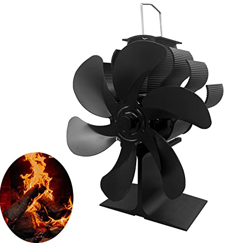 Bythavny Kaminventilator Stromloser Lüfter 6 Blättern Holzofen Ventilator Wärmebetriebener Ofenventilator kaminventilator