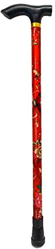 Hogar y Mas BASTÓN Floral Extensible Aluminio, Ligero Y Resistente 90cm - Rojo