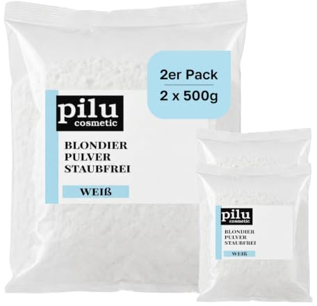 pilu cosmetic Blondierungspulver 3 x 500 g I Staubfreies, weißes Blondierpulver im Beutel I WARMES Blond I Sanfte Aufhellung um bis zu 7 Nuancen I Hair Bleach mit Anti-Gelbstich I Bleach Powder