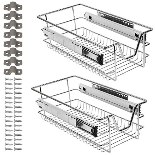 Eulenke Schrankauszug 2er Set 30cm für Küchenschrank | Teleskopschublade als Schrankauszug und Korbauszug für Küchenschrank, Schlafzimmer oder Einbauschrank