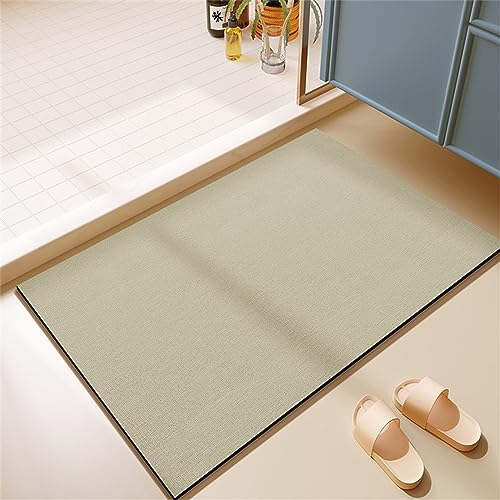 Absorbierender Badematte Badezimmerteppich Badteppich Badvorleger, Waschbarer Rutschfeste FußMatten, Super Absorbierende Schnelltrocknende Badematte füR Badewanne, Duschraum, KüChe 80x150cm, Beige