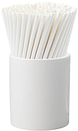 Clearly | White Paper Straws Biodegradable 1 x 19.5cm – Individually Wrapped Drinking Straws for Smoothies, Cocktails and Party Favour – Pack of 150
