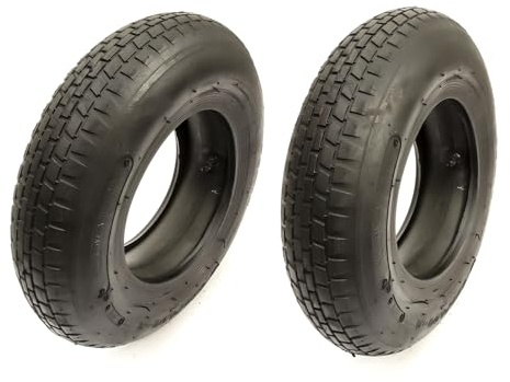 Pack of 2 (4.80/4.00-8 Tyre & Inner Tube Straight Valve 4 Ply 16 Inch Tire Wheelbarrow Barrow Cart 4.80-8 4.00-8 480/400-8)