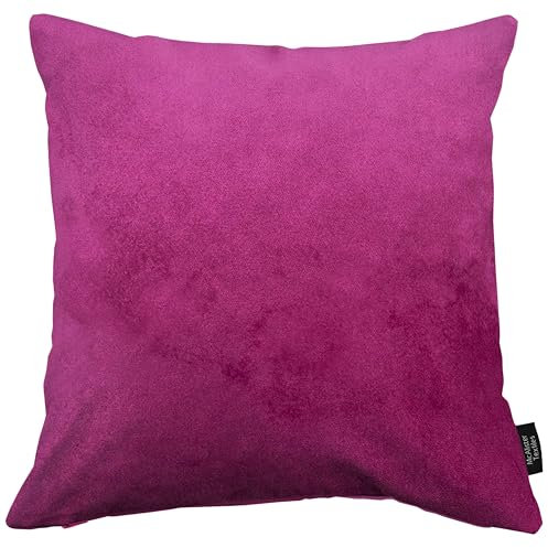 McAlister Textiles Matt Velvet Knife Edge Cushion Covers - Fuchsia Pink 50 x 50 cm - Plush Decorative Throw Pillows Machine Washable & Fade Resistant