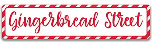 Vintage Gingerbread Street Road Street Sign Rustic Aluminium Metal Tin Sign 4x16 Inch Home Poster Bar Pub Decor