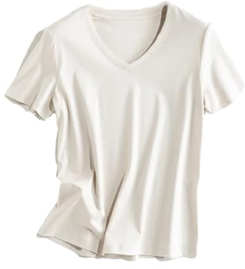 DBFBDTU Camisetas para mujer holgadas con cuello en V, cuello redondo, cuello en U, Cuello en V blanco queso, XXL