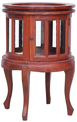 Chaduof Vitrinenschrank, Vitrine, Wandschrank, Schrank Regal, Glasregal, Glasvitrine Stehend, Eckvitrine, Manga Regal, Braun 50 x 50 x 76 cm Massivholz Mahagoni