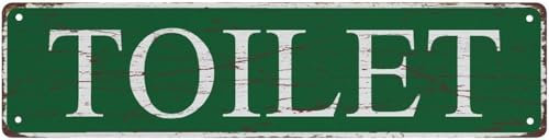 kisoyo Straßenschild Toilettenschild, rustikales Metall-Blechschild, für Zuhause, Outdoor, Kunst, Wanddekorationen für Café, Bar, Küche, 10,2 x 40,6 cm
