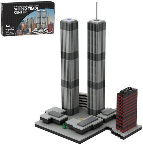 Lumitex World Trade Center Architecture Klemmbausteine Bauklötze, 1:2000 Modular Haus Building Street View, 982 Stück Architektur Wahrzeichen-Kollektion Entworfen von bru_bri_mocs