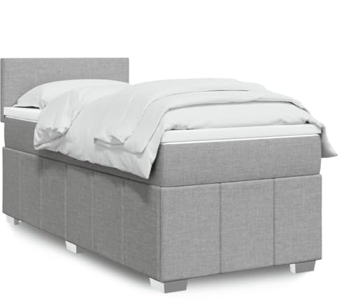 vidaXL Boxspringbett mit Matratze Hellgrau 100x200 cm Stoff