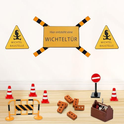 Wichtel Zubehör Baustelle,20 Stück Mini Holz Werkzeugkiste mit Werkzeug,Wichtel Baustelle Set,Miniatur Wichtel Zubehör,DIY wichtel Baustelle Einzug,für Wichteltür und 1/12 Puppenhaus