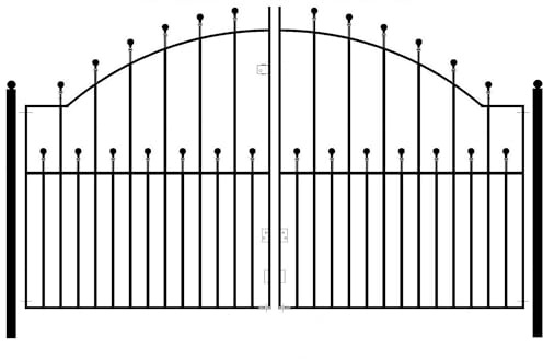 Manor Ball Top Metal Arched Driveway Gates Galvanised Wrought Iron Dual Swing Gate (2134mm (7ft) Gap x 1220mm High MAZP10)