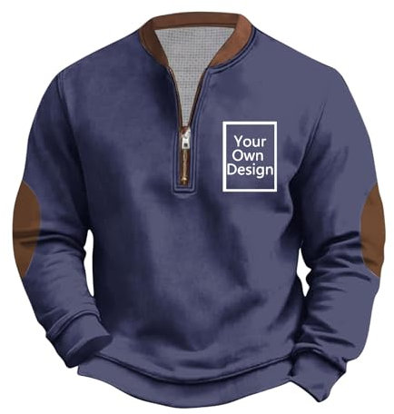 Ybing Black Friday Angebote 2025 Pullover Individuell Bedrucken Lassen Herren Selbst Gestalten Vorne Bedruckt Sweatshirt Halber Reißverschluss Pulli Persönlichkeit Exklusive Individualisierung