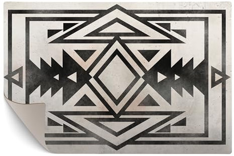 Tappeto da cucina antiscivolo in vinile, 80 x 120 cm, moderno, nero, grigio, forme geometriche, impermeabile, per interni ed esterni, lavabile, in PVC