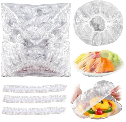 300 PCS Cuffie Copri Alimenti con Elastico, Sacchetti Per Conservazione Freschi Per Verdure e Frutta, Resistente