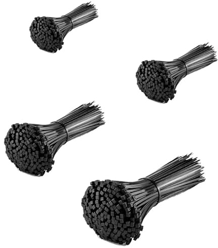 TTCUDADN Cable Ties Black - 400 Pack 3.6mm Black Zip Ties, Tie Wraps for Home, Office, Garden, Assorted in Sizes 100mm, 150mm, 200mm, 250mm (100pcs/Size)